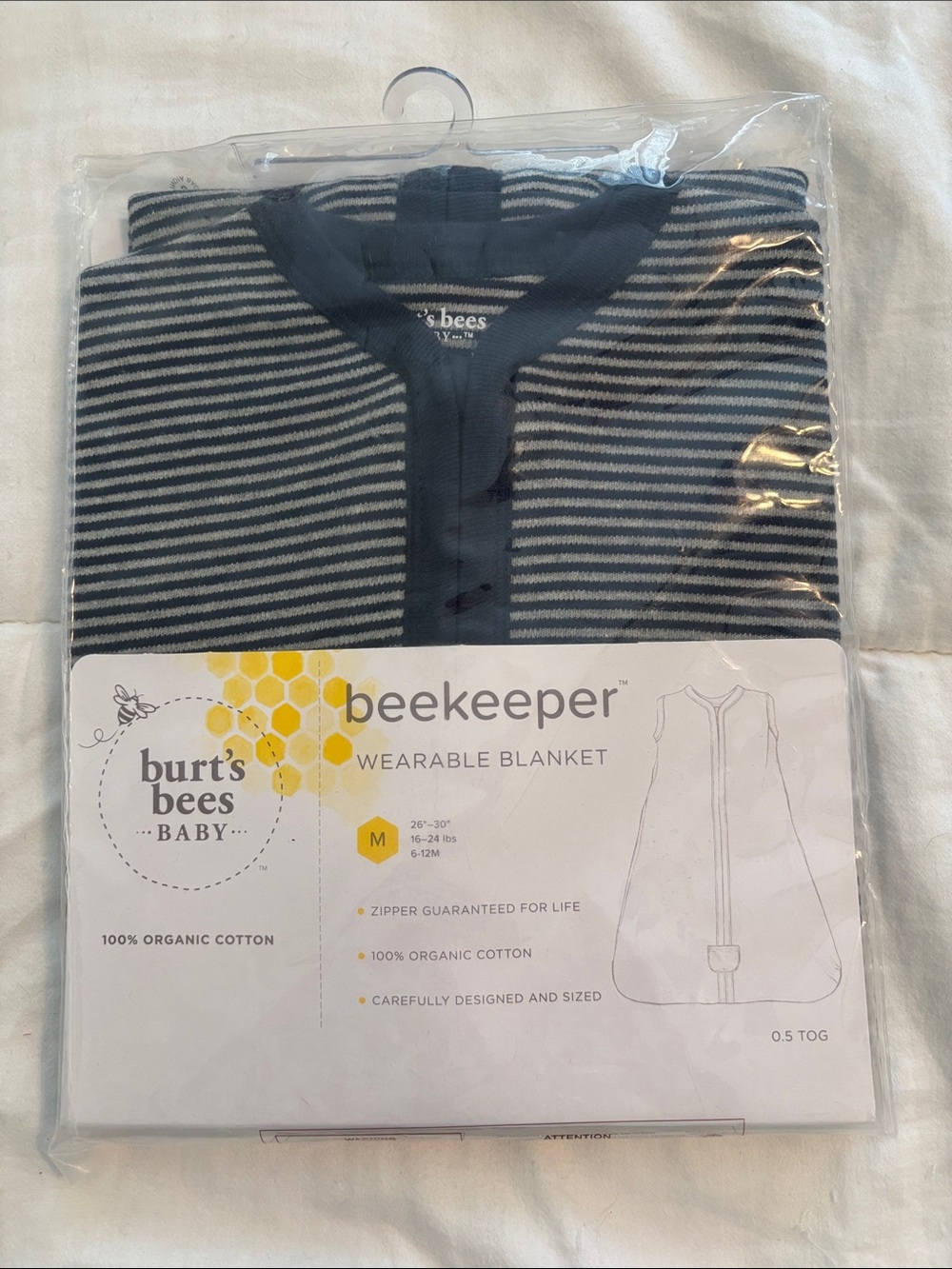 Burt's Bees Baby Navy and White Striped Wearable Sleep Sack
